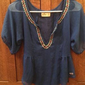 Hollister Cobalt Blue Flowy Top
